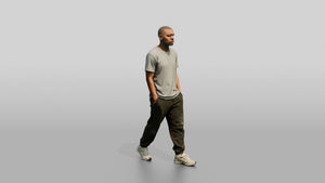 Black Male Prisoner in Black Joggers and a Grey T-shirt - 3D character model, view 1