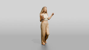 Woman Dancing with a Cocktail - 3D character model, view 1