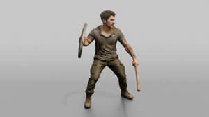 Protester Man with a Riot Shield and Baton - 3D character model, view 1