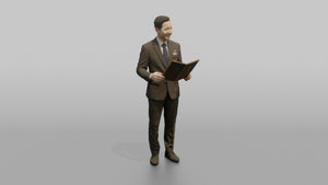 Receptionist Woman Holding A Room Service Menu - 3D character model