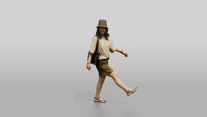 Woman Kicking Up Wet Sand Walking - 3D character model, view 1