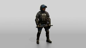 Riot Police Officers Standing at Attention - 3D character model, view 1
