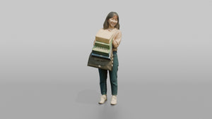 Woman Customer Holding Several Shopping Bags Stacked On One Arm - 3D character model