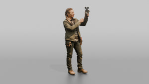 Farmer Measuring Wind Speed Handheld Anemometer - 3D character model, view 1