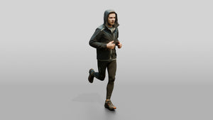 White Man Jogging Through the Park - 3D character model, view 1
