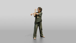 Woman Stretching Torso Twist - 3D character model, view 1
