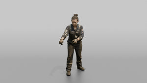Marine Engineer Adjusting a Valve on a Diesel Engine - 3D character model, view 1