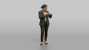Concierge Woman Adjusting A Name Badge On Their Blazer - 3D character model
