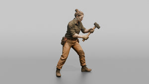 Farmer Repairing Wooden Post Fence Heavy - 3D character model, view 1