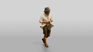Man Unbuttoning Oversized Linen Shirt - 3D character model, view 1