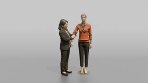 Woman Sales Associate Adjusting A Mannequin's Arm - 3D character model