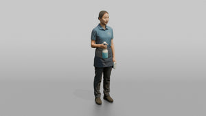 Housekeeping Staff Man Holding A Spray Bottle And Cloth - 3D character model