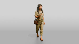 Petite Greek Woman Carrying Fresh Lemonade - 3D character model, view 1