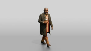 Elderly African Man in an Embroidered Agbada and Coat - 3D character model, view 1