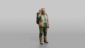 Hiker Holding Up a Pair of Binoculars - 3D character model, view 1