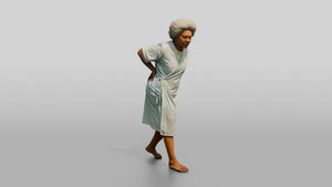 Elderly Woman Patient Walking with Back Pain - 3D character model, view 1