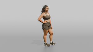 Physique Model Woman Standing In A Relaxed Athletic Stance, Hand On Hip - 3D character model
