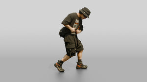 Techwear Man in Graphic Bucket Hat Streetwear - 3D character model, view 1