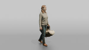 Mother Carrying A Car Seat By Its Handle - 3D character model