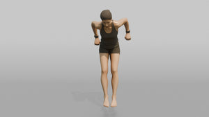 Bodyweight Athlete Woman Mid-rep Of A Tricep Dip - 3D character model