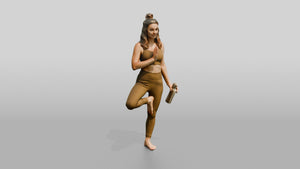 Tree Pose Woman - 3D character model, view 1