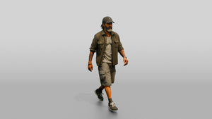 African-American Man Walking the Boardwalk in Casual Shirt - 3D character model, view 1