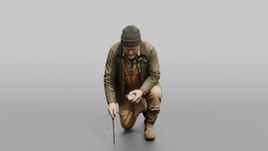Farmer Checking Soil Ph Electronic Probe - 3D character model, view 1