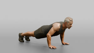 Bodyweight Athlete Man At The Bottom Of A Push-up - 3D character model