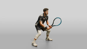 Male Tennis Player Leaning In with Focus - 3D character model, view 1