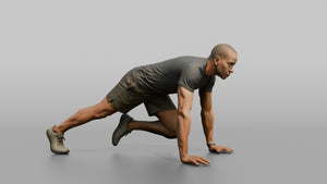 Bodyweight Athlete Man In A Mountain-climber Position - 3D character model