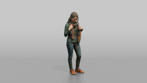 Woman Customer Trying A Scarf Around Her Neck - 3D character model