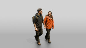 Central American Couple Walking - 3D character model, view 1