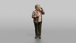 Grandmother Adjusting Her Reading Glasses - 3D character model