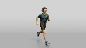 Teenage Boy Jogging with Headphones - 3D character model, view 1
