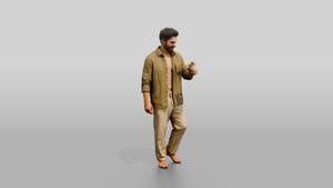 Man with an Orange Cocktail - 3D character model, view 1