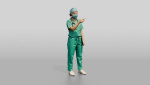 Young Middle Eastern Woman Doctor Pointing - 3D character model, view 1