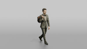 Wedding Guest Carrying Formal Shoes Over His Shoulder - 3D character model, view 1