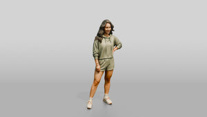 Latina Woman Posing Confidently on the Boardwalk - 3D character model, view 1