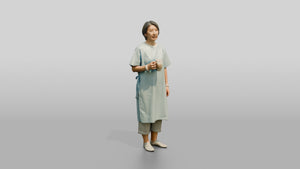 Elderly Woman Patient Holding a Coffee Cup - 3D character model, view 1