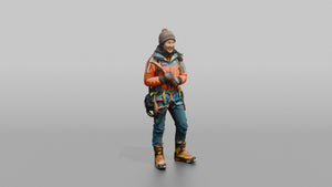 Alpine Climber Holding an Ice Axe - 3D character model, view 1