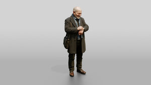 Elderly Norwegian Man Waiting for a Friend - 3D character model, view 1