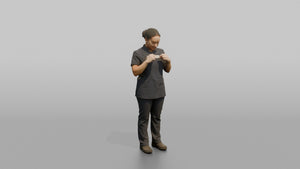 Spa Receptionist Man Adjusting A Name Badge On A Spa Uniform - 3D character model