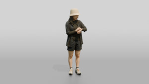 Woman Checking Her Watch Strap - 3D character model, view 1