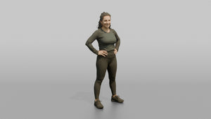 Physique Model Woman Standing With Hands On Hips, Chest Out, Confident Pose - 3D character model