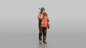 Expedition Member Holding a Satellite Phone - 3D character model, view 1