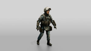 Riot Police Officer Walking with Gear - 3D character model, view 1