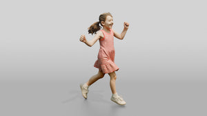 Slender Maltese Girl Skipping Along a Path - 3D character model, view 1
