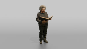 Grandmother Holding A Photo Album Open With Both Hands - 3D character model