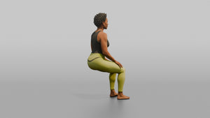 Bodyweight Athlete Woman Holding A Wall-sit Position - 3D character model