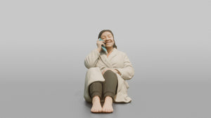 Spa Client Man Reclining Pose, Holding A Cold Eye Mask Near The Face - 3D character model